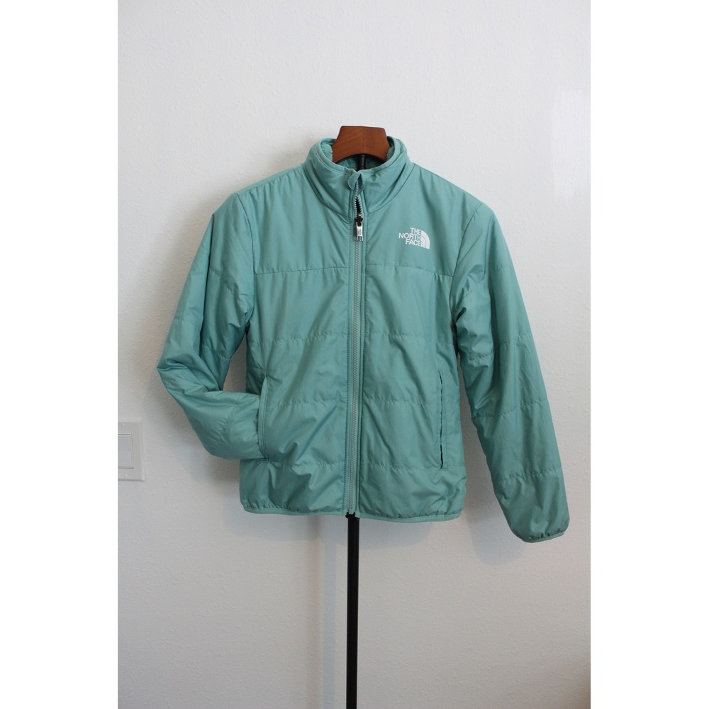 The North‎ Face Teen Girls Reversible Teal Puffer Fleece Jacket Size M